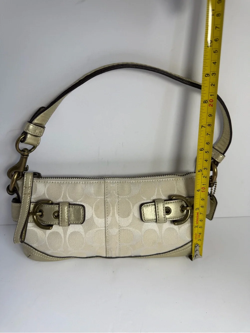 Coach Y2K Pale Signature Canvas/Gold Trim Demi Shoulder Bag